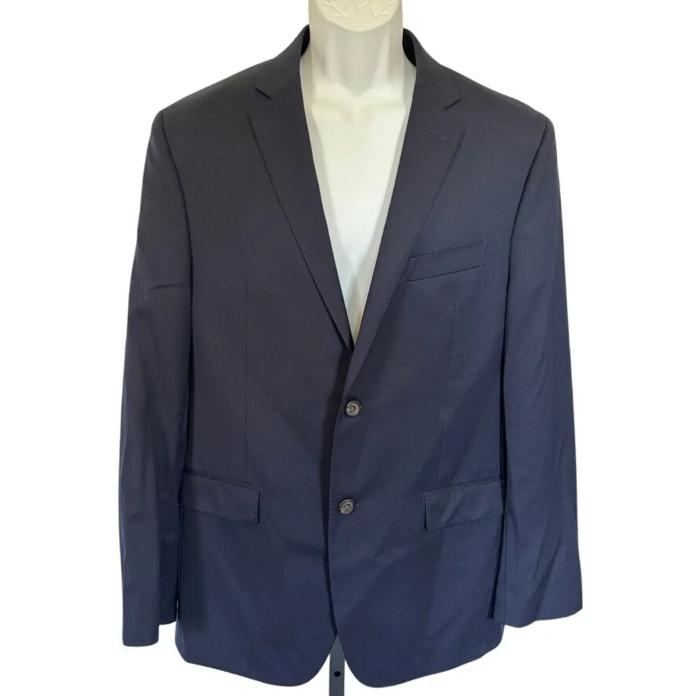 Lauren Ralph Lauren Slim Fit Blazer Sport Coat Jacket‎ 41R 100% Wool Navy Blue